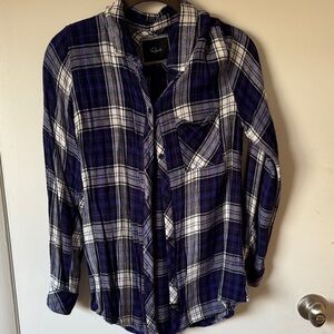 Rails Purple and White flannel Button-Up Shirt